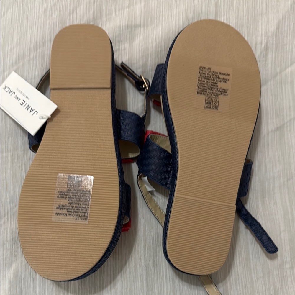 NWT Janie and Jack Red and Blue Sandals with Adjustable Straps - Picture 4 of 5